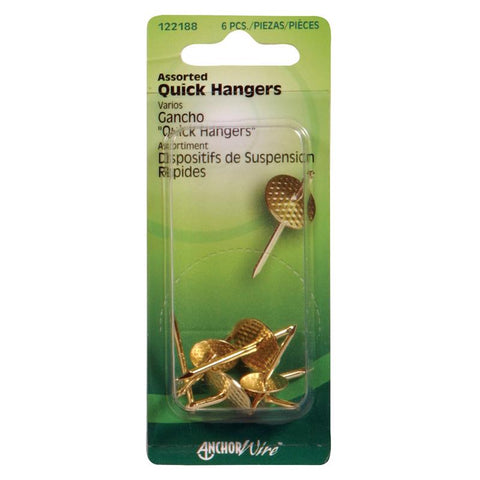 HILLMAN Brass-Plated Assorted Quick Hanger 10 lb 1 pk (Pack of 10)