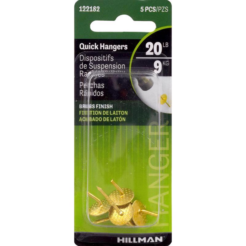 HILLMAN Brass-Plated One Piece Quick Hanger 20 lb 1 pk (Pack of 10)