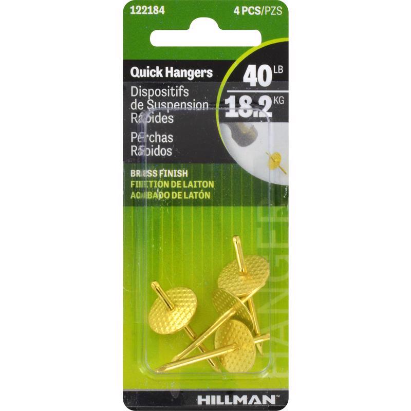HILLMAN Brass-Plated One Piece Quick Hanger 40 lb 4 pk (Pack of 10)