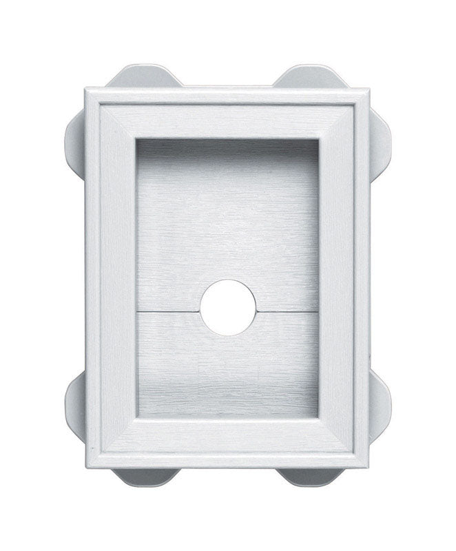 Bloque de montaje de vinilo blanco preacabado Builders Edge de 6-1/4 pulg. de alto x 8 pulg. de ancho x 1-5/8 pulg. de largo