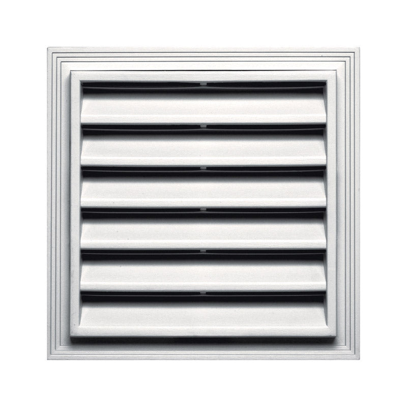 Rejilla de ventilación de pared de plástico blanco con acabado de veta de madera Builders Edge, 12 pulg. de ancho x 12 pulg. de largo