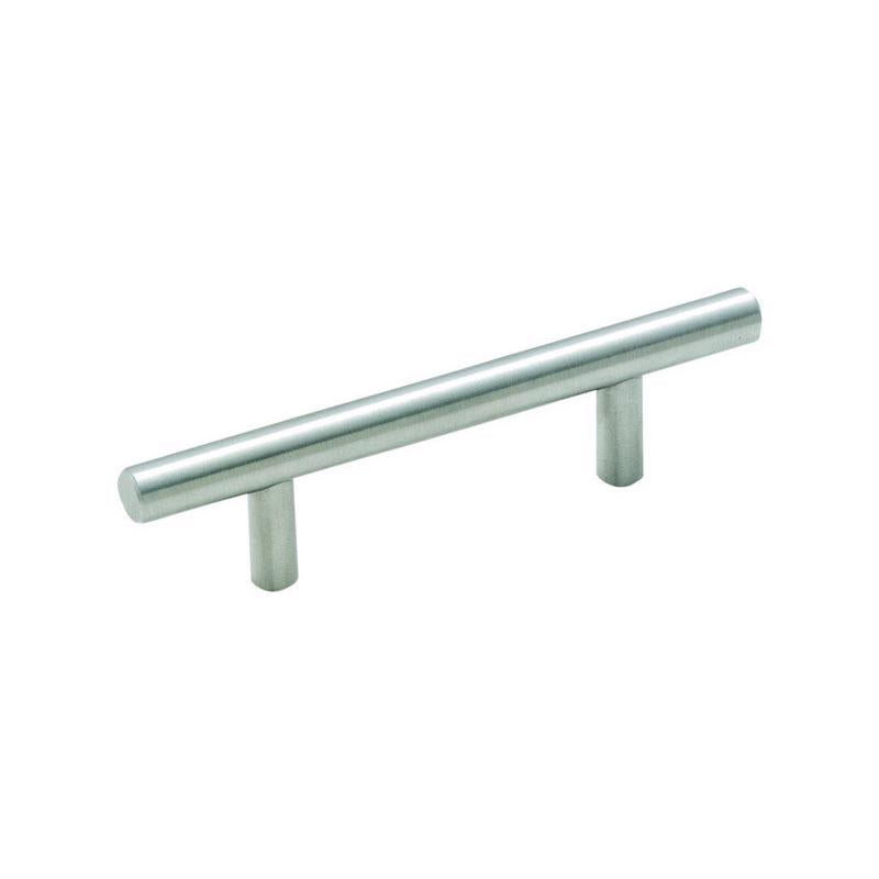 Tirador contemporáneo para armario de bar Amerock de 3 pulg., acero inoxidable plateado, 1 ud.
