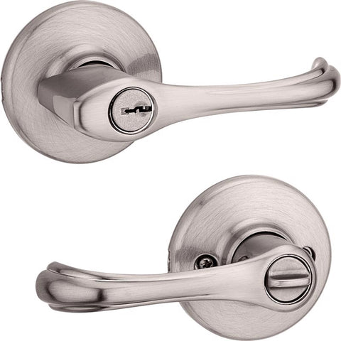 Kwikset Dorian Satin Nickel Entry Door Knob 1-3/4 in.