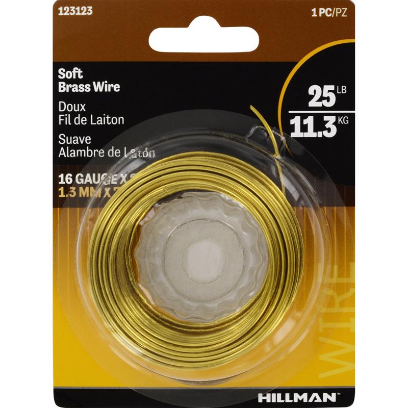 HILLMAN 25 ft. L Brass 16 Ga. Hobby Wire (Pack of 10)
