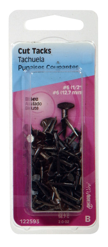 HILLMAN Anchor Wire No. 6 X 1/2 in. L Blue Steel Cut Tacks 1 pk (Pack of 6)