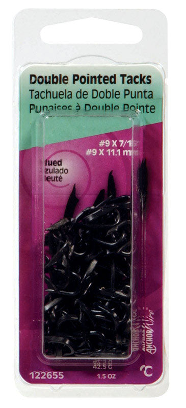 HILLMAN Anchor Wire No. 9 X 7/16 in. W X 0.4375 in. L Blue Steel Double Point Tack Staple 9 Ga. 1 pk (Pack of 6)