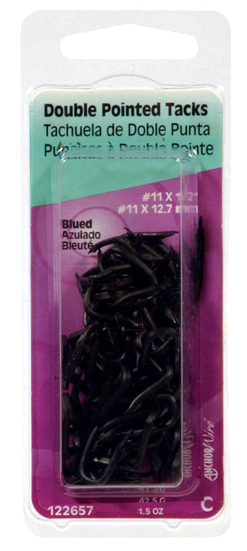 HILLMAN Anchor Wire No. 11 X 1/2 in. W X 0.5 in. L Blue Steel Double Point Tack Staple 11 Ga. 1 pk 1 (Pack of 6)