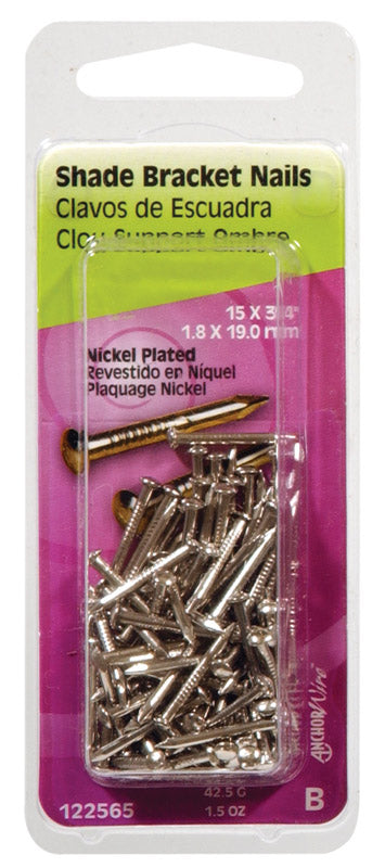 HILLMAN Anchor Wire 3/4 in. Bracket Nickel Steel Nail Flat Head 15 lb (Pack of 6)