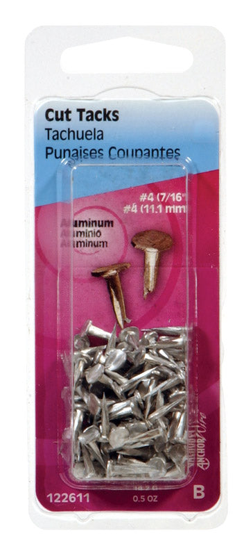 HILLMAN Anchor Wire No. 4 X 7/16 in. L Silver Aluminum Cut Tacks 1 pk (Pack of 6)