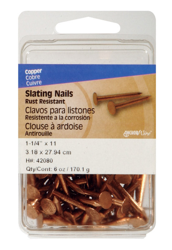 HILLMAN 1-1/4 in. Slate Copper Nail Flat Head (Pack of 5)