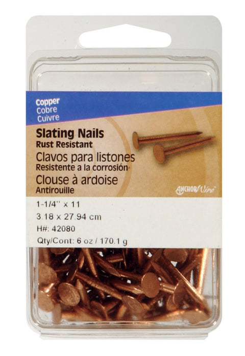 HILLMAN 1-1/4 in. Slate Copper Nail Flat Head (Pack of 5)