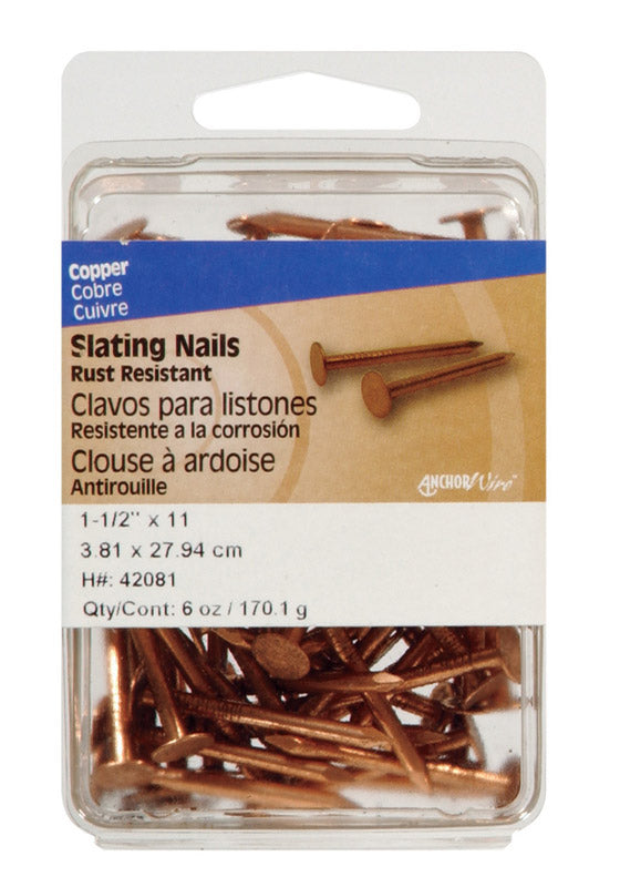 HILLMAN 1-1/2 in. Slate Copper Nail Flat Head (Pack of 5)