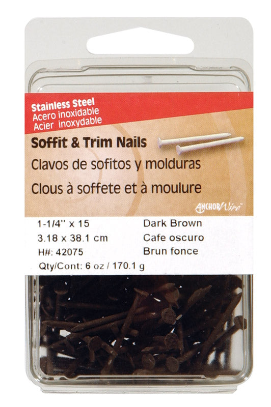 HILLMAN 1-1/4 in. Soffit and Trim Stainless Steel Nail Flat Head (Pack of 5)