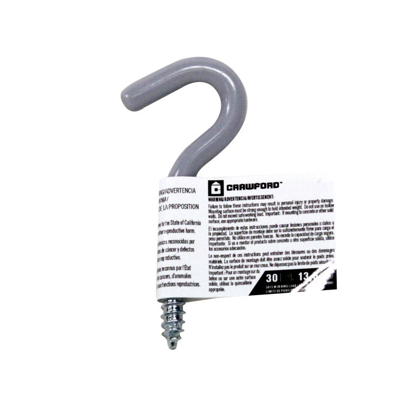 Crawford 3.5 in. L Vinyl Coated Gray Steel Small Storage Hook 30 lb. cap. 1 pk (Pack of 25)