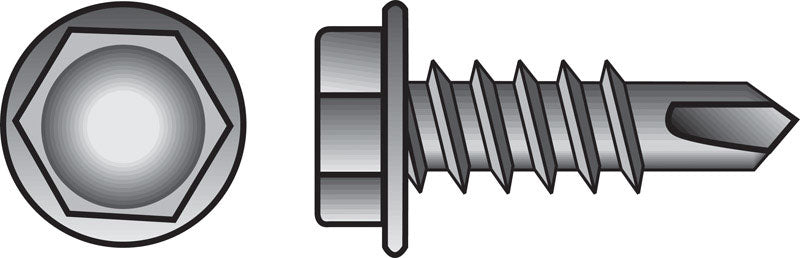 HILLMAN No. 10 Ga. X 2 in. L Hex Hex Washer Head Sheet Metal Screws 100 pk