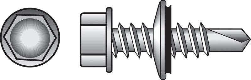 HILLMAN No. 10 Ga. X 3/4 in. L Hex Hex Washer Head Self-Drilling Screws 1 pk