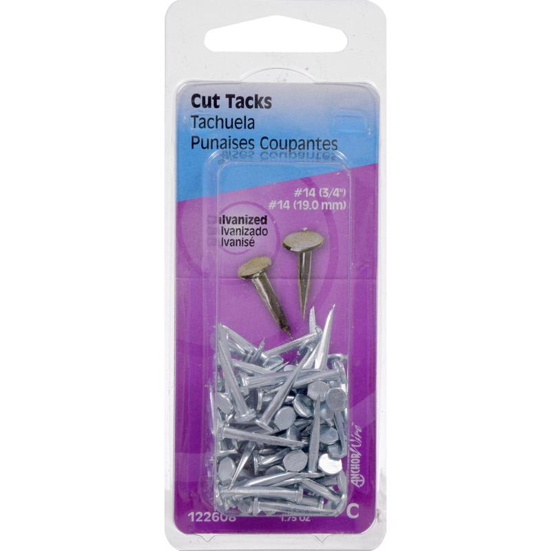 HILLMAN No. 14 X 3/4 in. L Galvanized Silver Steel Cut Tacks 1 pk (Pack of 6)