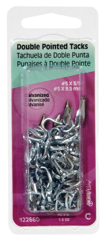 HILLMAN Anchor Wire No. 9 X 7/16 in. L Galvanized Steel Double Point Tacks 1 pk (Pack of 6)