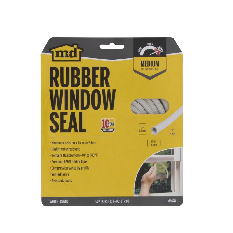 M-D Building Products White EPDM Rubber Foam Weatherstrip For Doors and Windows 17 ft. L X 0.25 in.