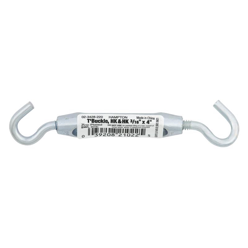 Hampton Zinc-Plated Aluminum/Steel 0.154 in. D Turnbuckle 60 lb 4.0 in. L (Pack of 10)