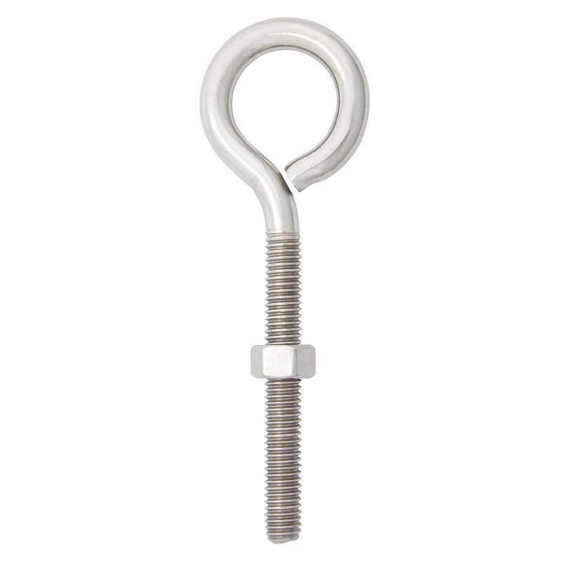 Hampton 3/8 in. X 5 in. L Stainless Stainless Steel Eyebolt Nut Included (Pack of 5)