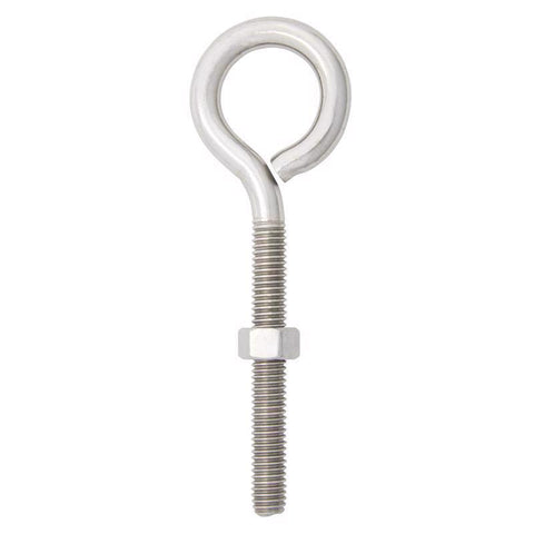 Hampton 3/8 in. X 5 in. L Stainless Stainless Steel Eyebolt Nut Included (Pack of 5)