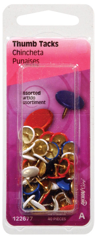 HILLMAN Anchor Wire 0.375 in. L Assorted Steel Thumb Tacks 40 pk (Pack of 6)