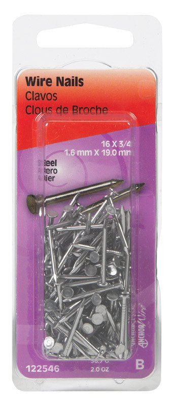 HILLMAN Anchor Wire 3/4 in. Wire Bright Steel Nail Flat Head (Pack of 6)
