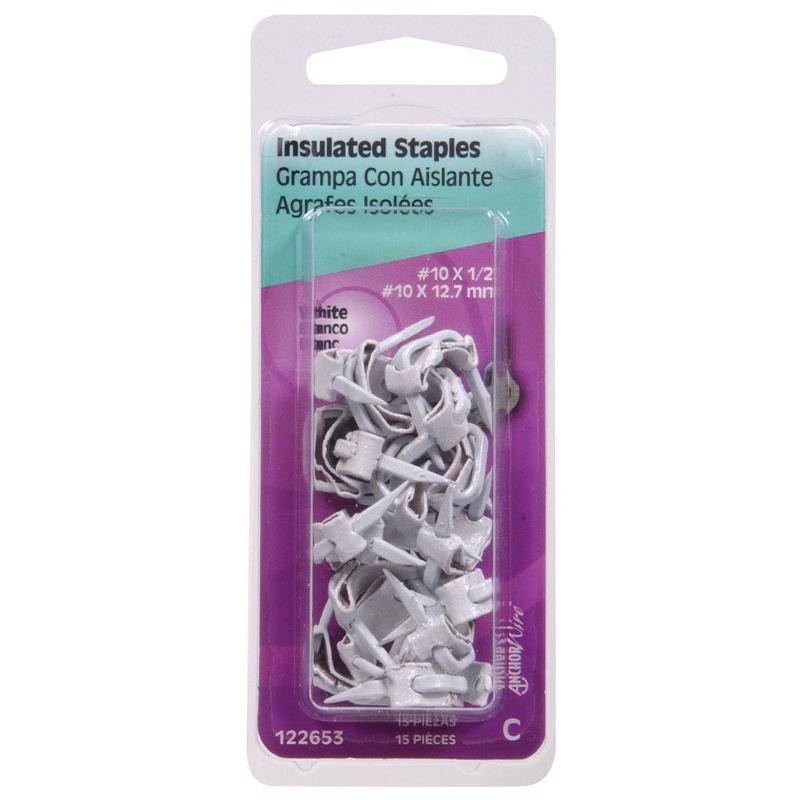 HILLMAN No. 10 X 1/2 in. W X 1/2 in. L White Steel Wire Staples 10 Ga. 15 pk 0 lb (Pack of 6)