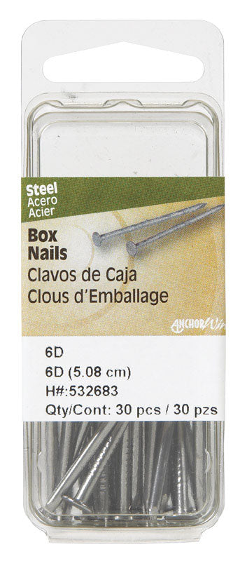 HILLMAN 6D 2 in. Box Polished Steel Nail Large Head (Pack of 6)