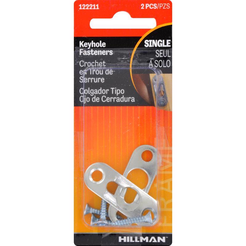 HILLMAN Steel-Plated Silver Keyhole Picture Hanger 2 pk (Pack of 10)