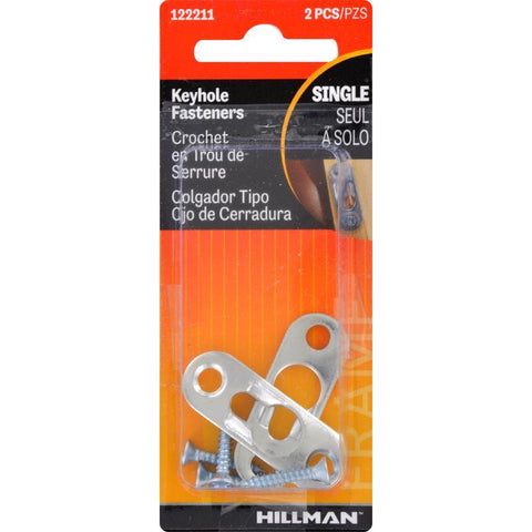HILLMAN Steel-Plated Silver Keyhole Picture Hanger 2 pk (Pack of 10)