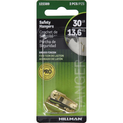 HILLMAN Anchor Wire Brass-Plated Gold Safety Picture Hanger 30 lb 2 pk (Pack of 10)