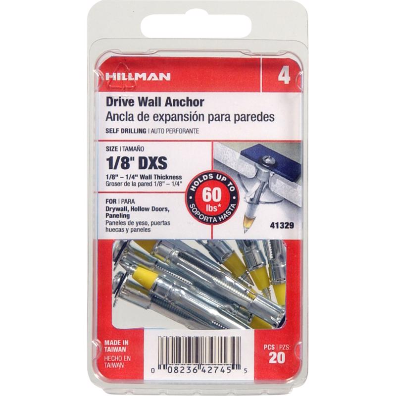 HILLMAN 1/8 in. D X 1.45 in. L Steel Pan Head Drive Wall Anchors 20 pk (Pack of 5)
