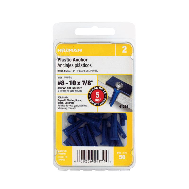 HILLMAN .164 in. D X 7/8 in. L Plastic Flat Head Conical Anchor 50 pk (Pack of 5)
