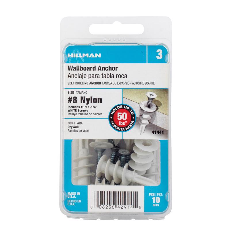 HILLMAN .164 in. D X 1.5 in. L Plastic Pan Head Drywall Anchor 10 pc (Pack of 5)
