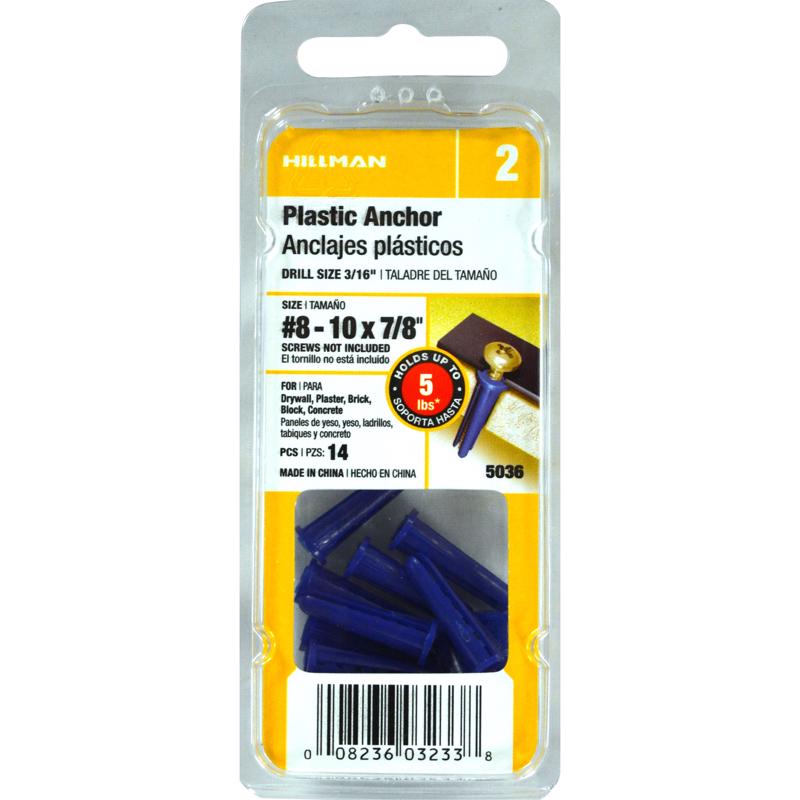 HILLMAN .164 in. D X 7/8 in. L Plastic Pan Head Conical Anchor 14 pk (Pack of 10)