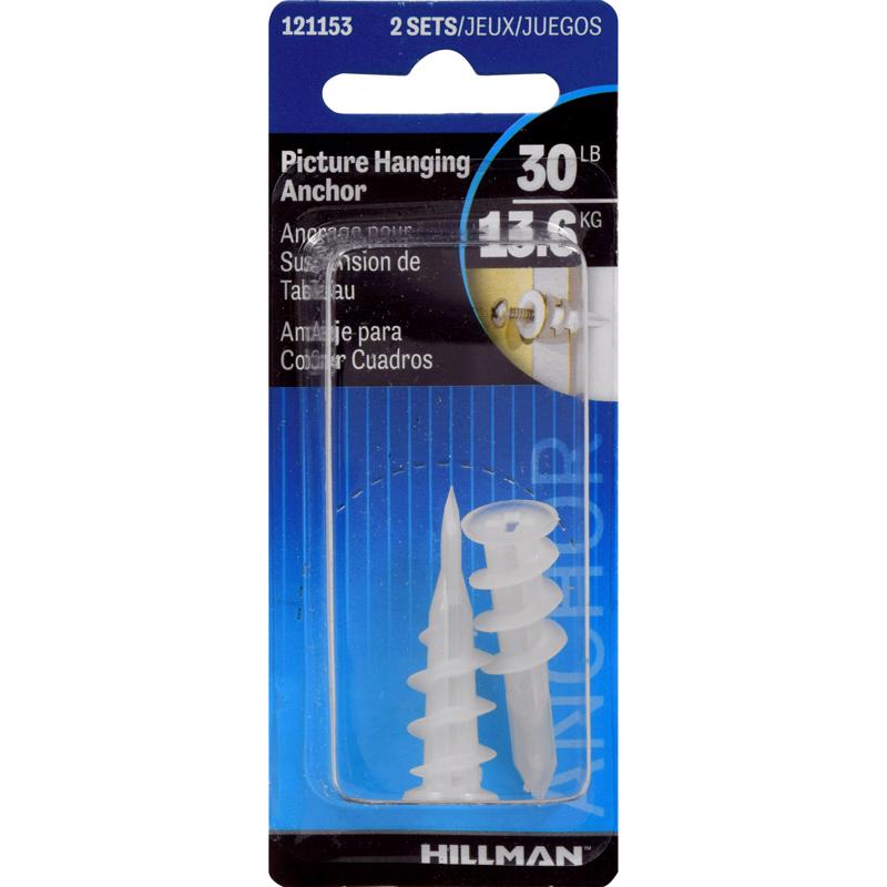 HILLMAN White Large Picture Hanger 2 pk (Pack of 10)