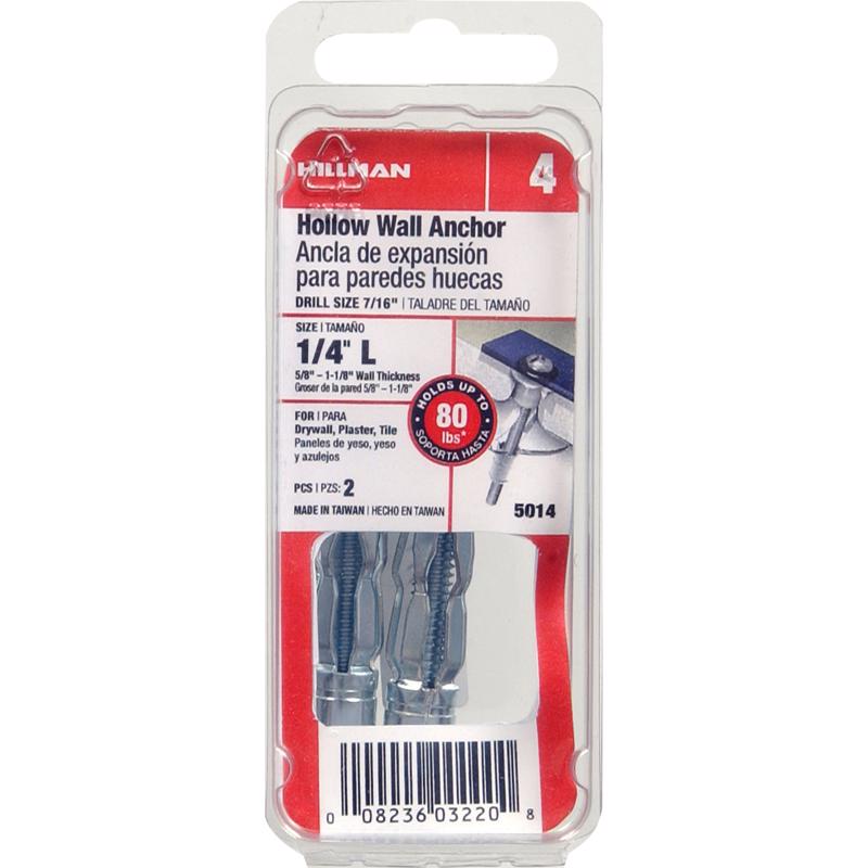 HILLMAN 1/4 in. D X 3 in. L Steel Pan Head Hollow Wall Anchors 2 pk (Pack of 6)