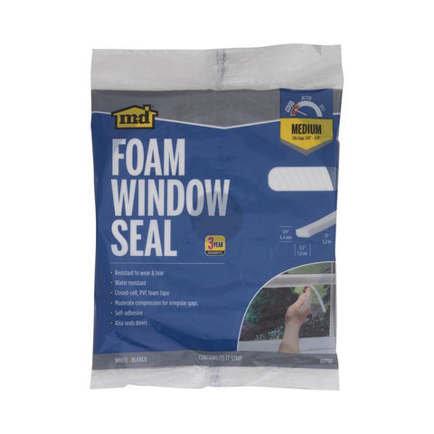 M-D Building Products Cinta de Espuma Blanca para Burletes de Puertas y Ventanas 204 pulg. de largo X 0.25 pulg.
