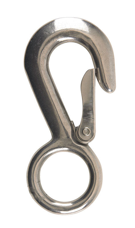 Campbell 1-1/8 in. D X 4-22/32 in. L Polished Stainless Steel Snap Hook 400 lb (Pack of 10)