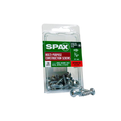 SPAX No. 10 X 3/4 in. L Phillips/Square Zinc-Plated Serrated Multi-Material Screw 20 pk