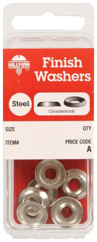 HILLMAN Nickel-Plated Steel 8 Size Finish Washer 1 pk (Pack of 10)