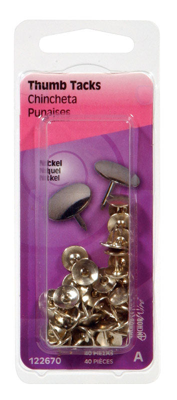 HILLMAN 5/16 in. L Silver Steel Thumb Tacks 40 pk (Pack of 6)