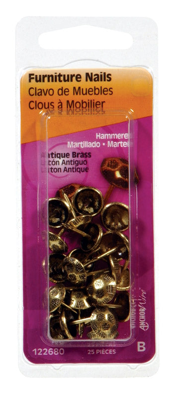 HILLMAN No. 9 Size Antique Brass Brass Furniture Nails 1 pk (Pack of 6)