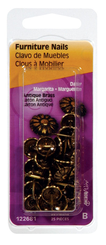 HILLMAN No. 64 Size Antique Brass Brass Furniture Nails 25 pk (Pack of 6)