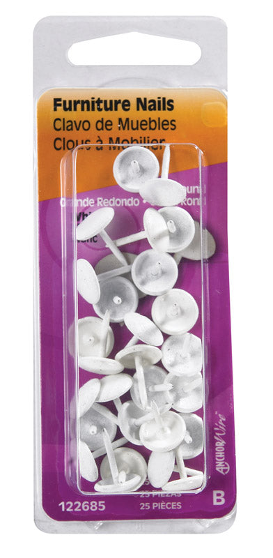 HILLMAN Large Size Brass-Plated White Brass Furniture Nails 1 pk (Pack of 6)