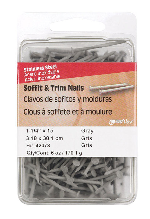 HILLMAN 1-1/4 in. Hanger Stainless Steel Nail Flat Head (Pack of 5)