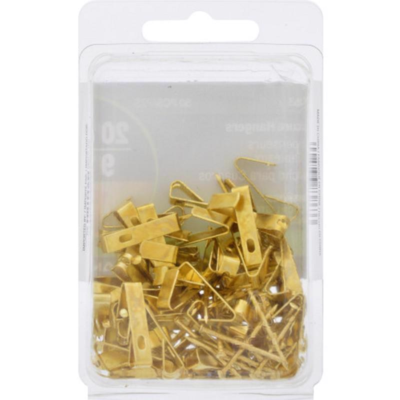 HILLMAN Brass-Plated Gold Conventional Picture Hanger 20 lb 50 pc (Pack of 5)