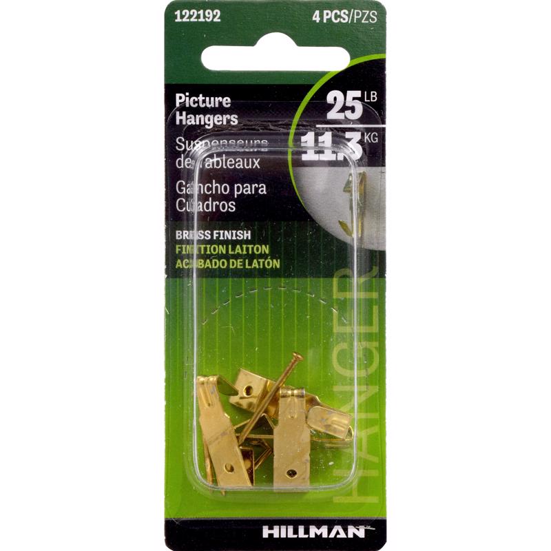 HILLMAN Brass-Plated Gold Professional Picture Hanger 25 lb 1 pk (Pack of 10)
